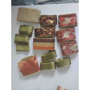 🐸 16 Fall Ribbons remnants scrap pieces Wire Edge ribbons
